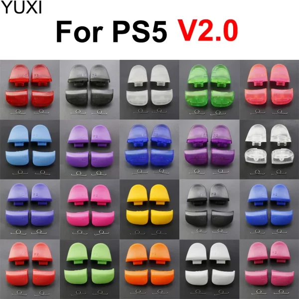 New PS5 V2 Controller Trigger Button + Spring Set Multi-Color Replacement, for Sony PlayStation 5 Wireless Controllers BDM-020, L1 R1 L2 R2 Left/Right Shoulder Buttons & Springs Spare Parts Accessories