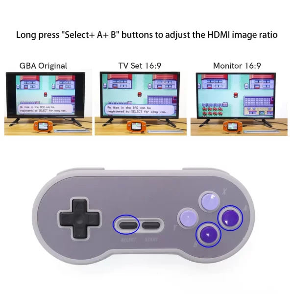 GBA IPS LCD HDMI Bluetooth Dock Kit for Nintendo GameBoy Advance Console, GBA to TV Adapter Station 720*480 Retro Pixel Support PS3 PS4 PS5 Xbox One Wii Switch Pro Joy-con Wireless Controllers - Image 5