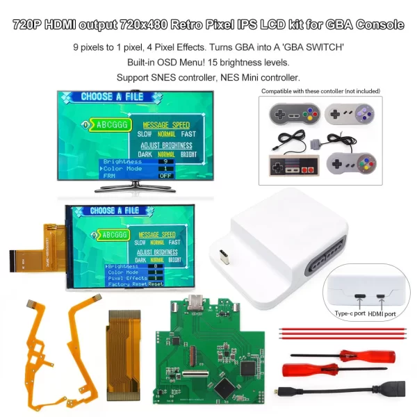 720x480 Retro Pixel V5 GBA LCD Mod Kits IPS Replacements for Nintendo Gameboy Advance with 720P HDMI-Compatible Dock Station for Game Boy Advance Play on TV - Image 3