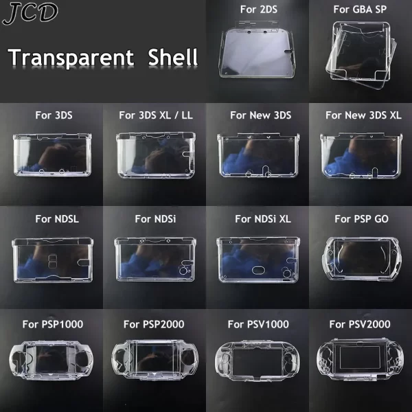 JCD Transparent Hard Case For 2DS 3DS XL LL New 3DS XL NDSL NDSI XL PSP GO PSV 1000 2000 3000 Protective Cover Shell For GBA SP