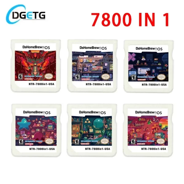 NDS 3DS Games 7800 in 1 Compilation Cartridge Card Ultimate Collection, for Nintendo DS lite NDSL Video Game Simulation For Gameboy Advance GBA GBC FC MD Arcade GB Best Accessories
