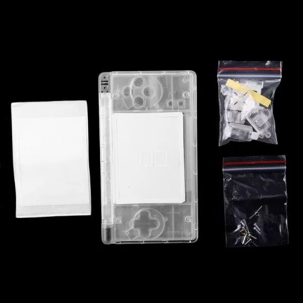 New NDSL Extra Replacement Housing Case Clear Shell Full Set Replacement, for Nintendo DS NDS Lite Handheld Game Console, DIY Outer Enclosure Shells + Screws, Rubber Pads, Buttons Accessories