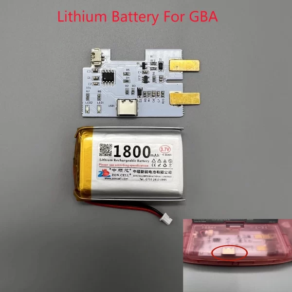 Best 1800mAh Rechargeable Lithium Battery Pack Mod Kit Replacement for Nintendo Gameboy Advance Color Micro Pocket GBA GBC GBP Charging Module Support Original Housing Case Accessories