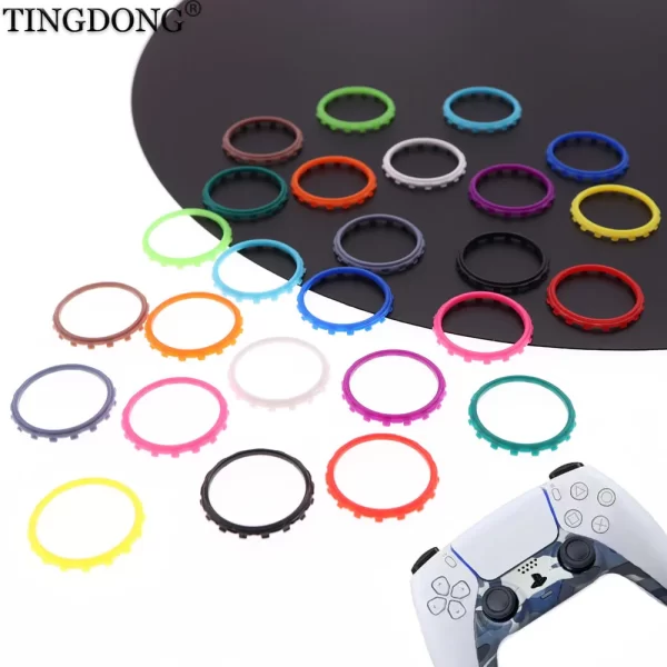 Pack 2 PS5 Controller Thumbstick Joystick Decorative Ring Replacement, for Sony PlayStation 5 Dualsense Wireless Controllers, Multi Colors Plastic Analog Joy Stick Accent Ring A Pair Spare Parts Accessories