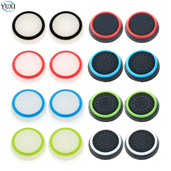 Pack 2 PS5 PS4 PS3 Controller Non-slip Silicone Joystick Cover Thumb Stick Grips, for Nintend Switch Pro Sony PS3 PS4 PS5 Xbox 360, Xbox One Elite Series Controllers, Colored Circle Rubber Thumb Stick Protective Caps Accessories