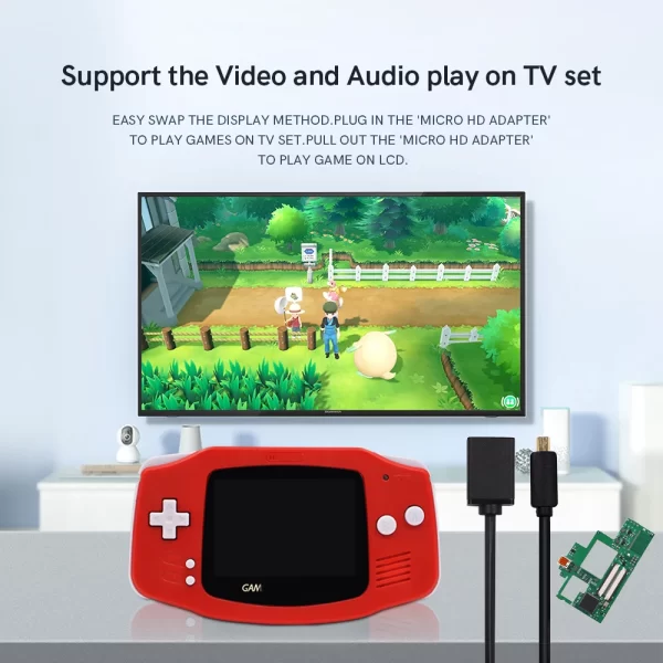 New 40-Pin GBA HDMI Adapter HDTV Converter PCB Mod Kit, for 40-Pin Original Gameboy Advance AGS-101 V2 IPS Backlight LCD Modded Console, Micro HDMI Output Playing Games on TV Set, Internal PCB Board / Ribbon Cables / Tools