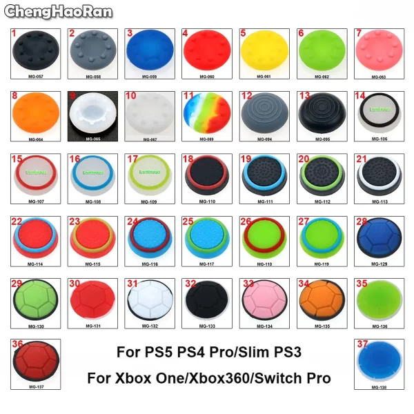 New Switch Pro Silicone ThumbStick Grip Analog Joystick Cover Multi Colors, for Sony PlayStation 3 4 5 P5 PS4 PS3 Slim Pro Xbox 360 One Series X / S Controllers, Anti-Slip Soft Rubber Thumb Stick Grip Protective Caps Accessories
