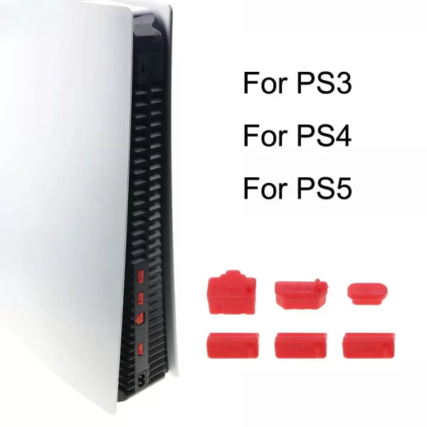 New PS5 PS4 PS3 Silicone Dust Plugs Multi-Color 6 PCS Set, for Sony PlayStation 5 4 3 Video Game Console, Anti-dust HDMI USB Socket Port Interface Dustproof Rubbber Plugs Protective Cover Spare Parts Accessories - Image 3
