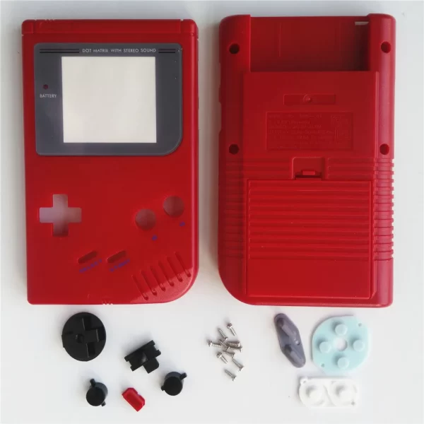 New GB GBO DMG Extra Housing Case Shells Full Set Replacement, for Nintendo Gameboy Original Classic Handheld Game Console, Multi Colors Clear Outer Enclosure + Screen Lens Cover, Buttons, Rubber Pads, Screws, Tool Accessories - Image 5
