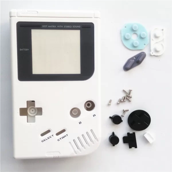 New GB GBO DMG Extra Housing Case Shells Full Set Replacement, for Nintendo Gameboy Original Classic Handheld Game Console, Multi Colors Clear Outer Enclosure + Screen Lens Cover, Buttons, Rubber Pads, Screws, Tool Accessories - Image 3