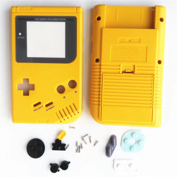 New GB GBO DMG Extra Housing Case Shells Full Set Replacement, for Nintendo Gameboy Original Classic Handheld Game Console, Multi Colors Clear Outer Enclosure + Screen Lens Cover, Buttons, Rubber Pads, Screws, Tool Accessories - Image 6
