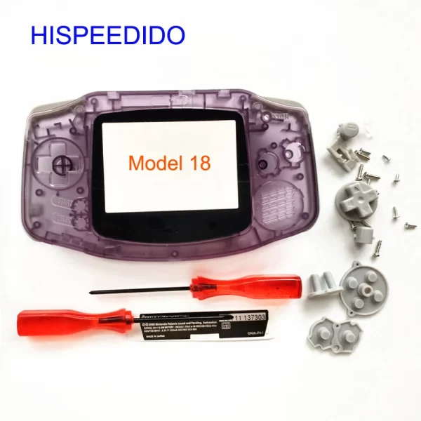 New GBA Extra Housing Case Shells Full Set Replacement 19 Colors Available, for Nintendo Gameboy Advance Original Console, Clear / Classic Color Outer Enclosure + Buttons / Screen Lens / Rubber Pads / Label / Tools Accessories - Image 5