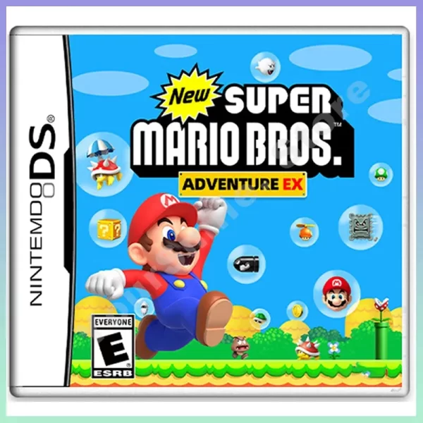 New NDS 3DS Game Cartridge Card with Storage Case Box, Super Mario Bros Adventure EX English Version Collection, for Nintendo DS DSi NDSi 2DS 3DS New 3DS XL LL 3DSXL 3DSLL Dual Screen Handheld Game Consoles Accessories