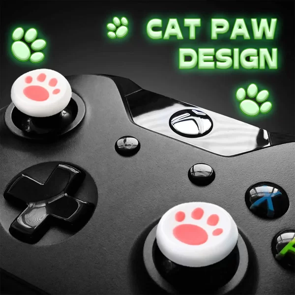 New PS5 PS4 Xbox One Thumb Stick Grips Cute Cat Claw Silicone JoyStick Cover Pack 2, for Sony PlayStation 2 3 4 5 Xbox One S Elite Series X/S Controllers, Kawaii Non-Slip Rubber Thumbstick Caps Accessories - Image 6