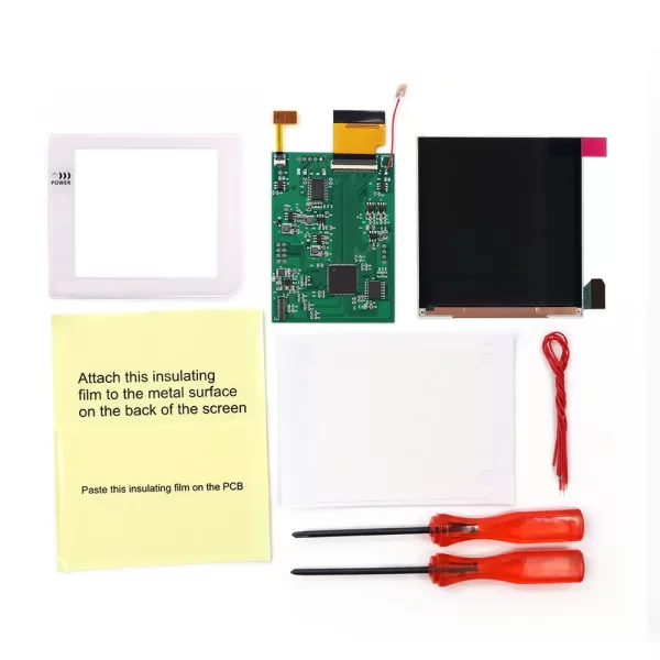 Gameboy Pocket GBP IPS LCD Mod Kit Larger Screen with Backlight, 8 Color Retro Pixel Mod High Brightness Display + Pre-cut Housing Case Shell Set, 178 Degree View Angle OSD Menu Glass Screen Lens with Repair Tool - Image 2