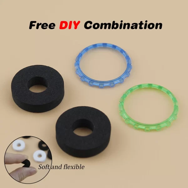 New PS5 Controller JoyStick Decoration Circle + Sponge Aim Assist Ring Set, for Sony PlayStation 5 DualSense Controllers, Multi-Color Decorative + Rubber Auxiliary Precision Rings Adding Resistance Accessories - Image 2