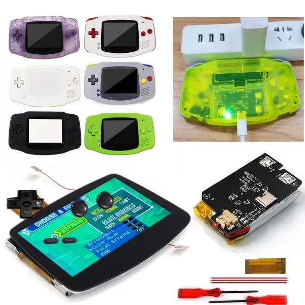 GBA V5 Laminated LCD Screen 3.0" high-Brightness Drop in Screen IPS Mod Kit Replacement + Customized Housing Case Set + USB-C Rechargeable Battery, Gameboy Advance 720x480 HD Display Retro Pixel OSD Menu Glass Lens Accessories