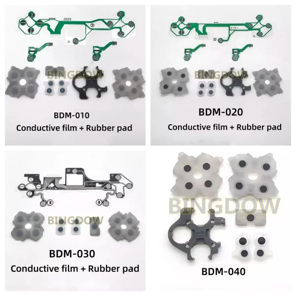 Original PS5 Controller D-Pad Button Pads + Conductive Keypad Film Ribbon Replacement, for Sony PlayStation 5 V1 V2 V3 V4 Wireless Controllers, Silicone Membranes + Circuit Board PCB Film Flex Cable Spare Parts Accessories