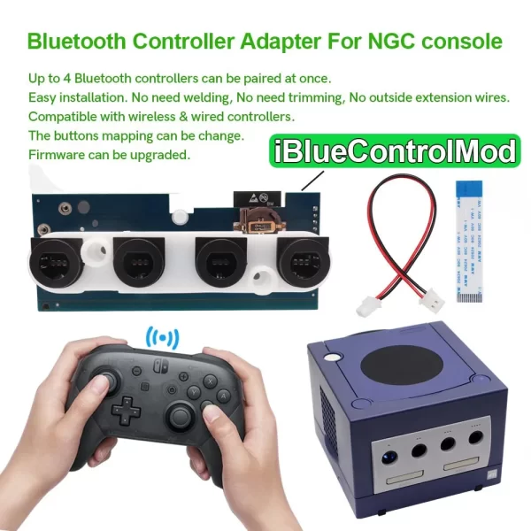 New Gamecube Internal Bluetooth Adapter Module Wireless Controller Receiver Mod Kit, for Nintendo Game Cubes Gaming Console, Compatible Sony PS3 PS4 PS5 Xbox One S Series S/X Nintendo Wii U GamePad Pro Switch Joy-con Controllers