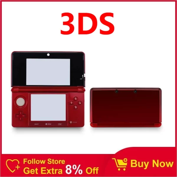 Refurbished 3DS Game Console Whole Handheld Gaming Machine Bundle Set, with 128GB 64GB 32GB 16GB Memory SD Card Full of Games, Multi-Language English Original Japanese Edition + Charging Cable / Screen Protector, Multi Color / Style