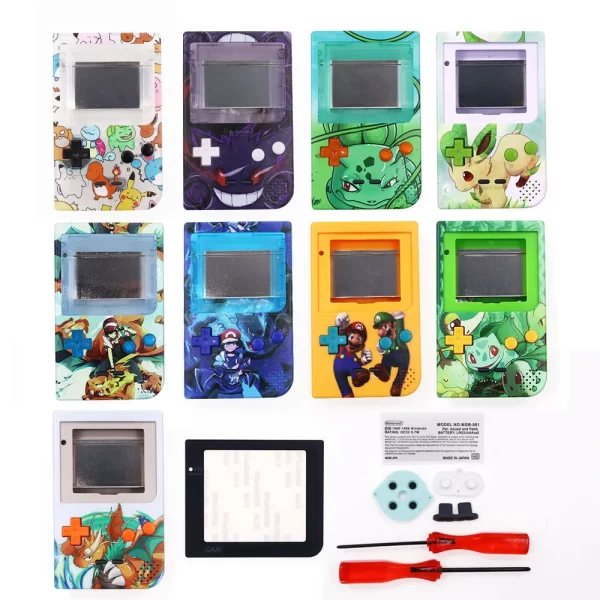 Customized GBP Extra Housing Case Shells Replacement Multi Patterns, for Nintendo Gameboy Pocket Original Game Console, DIY UV Printing Colorful Outer Enclosure + Buttons / Screen Lens / Rubber Pads / Embroidery Label / Tools
