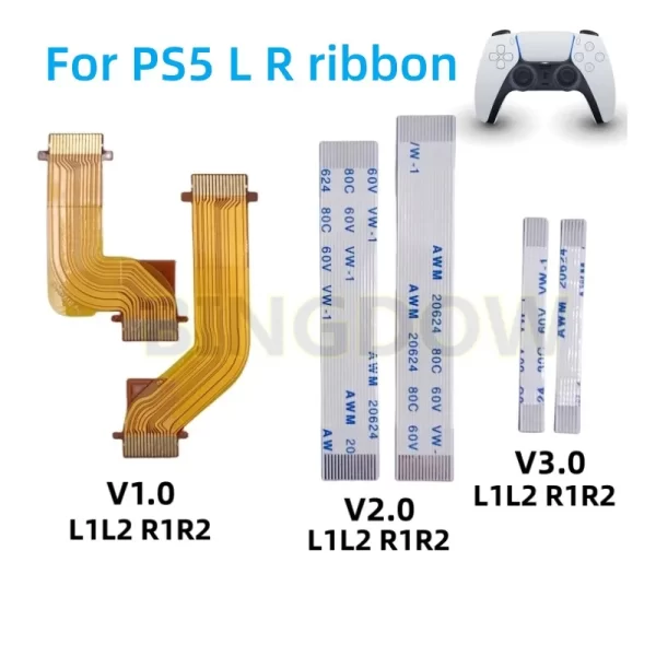 New PS5 Controller V1 V2 V3 V4 Trigger Ribbon L1 L2 R1 R2 Cable Replacement, for PlayStation 5 PS5 DualSense Controllers, Left Right Shoulder Motor Connect to Button Board Flex Cables 1 Set Spare Parts Accessories