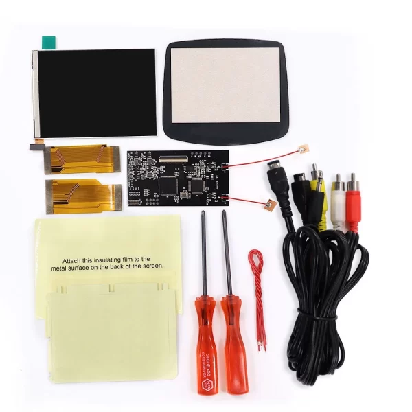 GBA V2 IPS Backlight LCD Screen Mod Kit + Pre-Cut Housing Case Shell Glass Screen Lens Full Set + 3 Meters Video Output to TV Link Cable Adapter, Gameboy Advance Modded Brightness Adjustable Accessories - Image 3