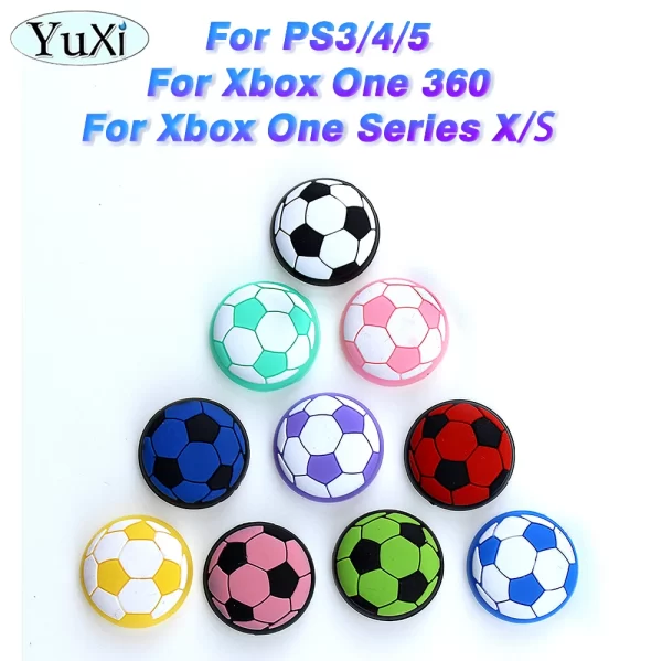 New Xbox One 360 Series Controller Nonslip Silicone Thumb Stick Grips Football Style, for Sony PlayStation 3 4 5 P5 PS4 PS3 Xbox One S Series X / S Controllers, Colorful Soft Rubber ThumbStick Protective Cover Accessories