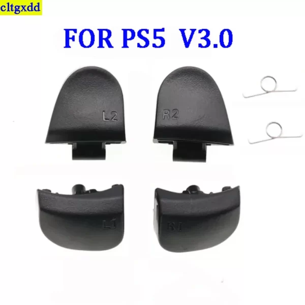 New PS4 Controller Trigger Buttons + Springs Set Replacement, for Sony PlayStation 4 JDM JDS 001 011 030 040 050 055 PS5 V1 V2 V3 Controllers, Black L1 R1 L2 R2 Shoulder Key Button with Spring Repair Spare Parts Accessories - Image 2