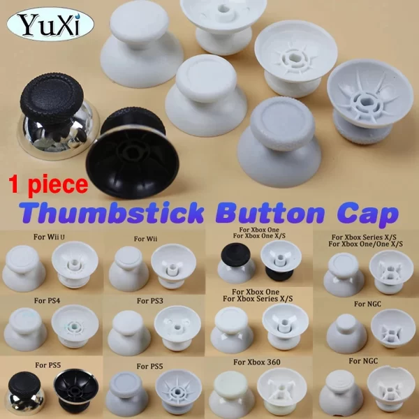 New Wii U GamePad GameCube Controller Thumbstick Replacement Grey Joy Stick Cap, for Sony PS5 PS4 PS3 Xbox 360 One Series X/S Controllers, NonSlip 3D Analog Joystick Button Cover Mushroom Hat Topper pare Parts Accessories
