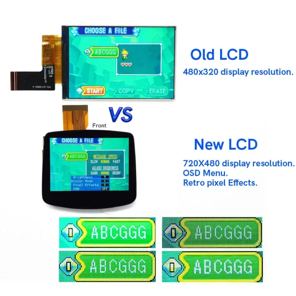 Gameboy Advance GBA V5 Laminated Screen IPS LCD Mod Kit + Customized Housing Case Shells Set, High-Definition 720x480 Retro Pixel Backlight 3.0'' Large Display w/ Glass Screen Lens OSD Menu Brightness Adjustable Accessories - Image 2