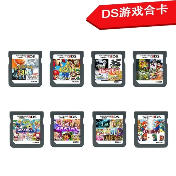 NDS 3DS Game Cartridge Card with Case, 4300 500 468 208 23 in 1 Classic Retro Nostalgic Games Collection Pack US EU New English Version, for Nintendo DS DSi NDSi 2DS 3DS New 3DS XL LL 3DSXL 3DSLL Handheld Consoles Accessories