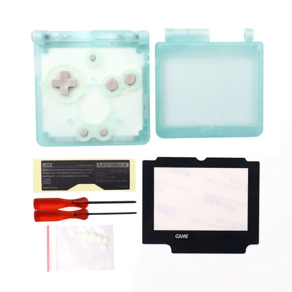 Multi-Color Transparent GBA SP Housing Shell Case Replacement, for Nintendo Gameboy Advance SP AGS 001 010 Original Console, High Quality Clear Outer Covers with Plastic Screen Lens, Screws, Buttons, Rubber Pads, Label Full Set - Image 3
