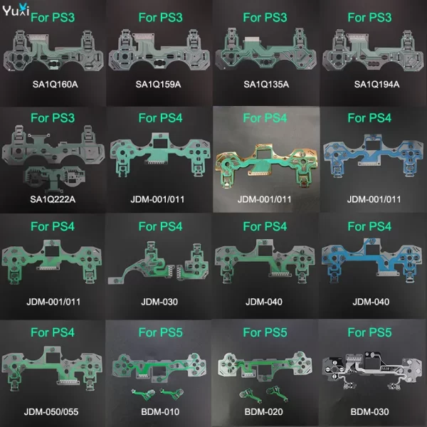 PS5 PS4 PS3 Controller Circuit Board Conductive Film Ribbon Replacement, for Sony PlayStation 5 V1 V2 V3 BDM-010 020 030 JDM-030 040 050 3 Wireless Controllers, Keypad PCB Trigger Button Flex Cables Parts Accessories