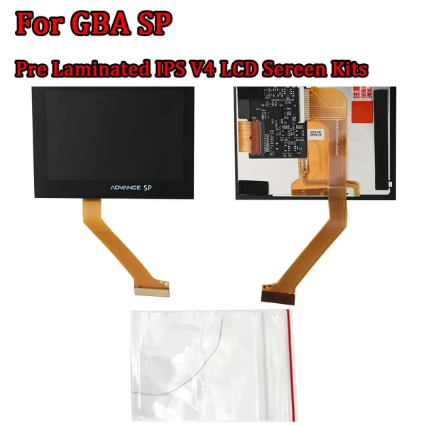 New GBA SP V4 / V3 IPS LCD Mod Kit Pre-Laminated Backlight Screen Replacement, for Nintendo Gameboy Advance SP AGS-101 AGS-001, 10% Larger Display for Original Housing Case No Cut Need, Glass Lens OSD Menu High Brightness Adjustable - Image 2