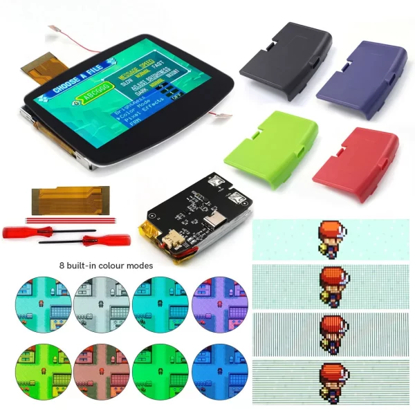GameBoy Advance GBA 3.0 Inch V5 Laminated LCD Drop in Backlight Screen Mod Kit + Customized Housing Shell Set + 1800mah Rechargable USB-C Rechargable Lithium Battery, OSD Menu 720x480 HD Display 178 Degree Replacement Parts - Image 2