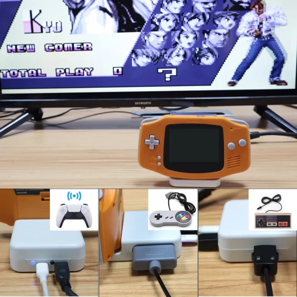 GameBoy Advance HDMI Bluetooth Converter Docking Station, GBA Switch V2 IPS Screen Playing Games on TV 720P Dock, Supports Wireless Controllers PS3 PS4 PS5 Xbox One S Series XS Wii U Nintendo Switch Pro Joy-Con SNES NES Mini - Image 5