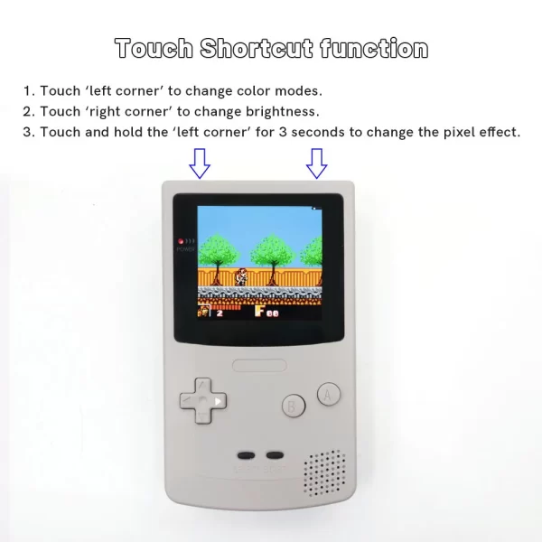 GBC IPS Q5 Laminated LCD Screen Mod Kit + Customized Pre-Cut Housing Case Shells Set + 1500mAh Rechargeable Lithium Battery Pack w/ Glass Lens, High Brightness 20 Level Desaturation Adjustable Desaturation OSD Menu Full Set - Image 5