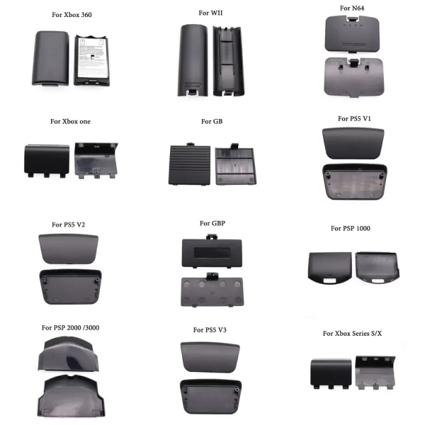 New PS5 Xbox Series Battery Cover Back Door Lid Black / White Replacement, for Sony PlayStation 5 Portable 1000 2000 3000 Xbox 360 One X/S Nintendo 64 Wii Controllers, Plastic Rear Case Shell Spare Parts Accessories
