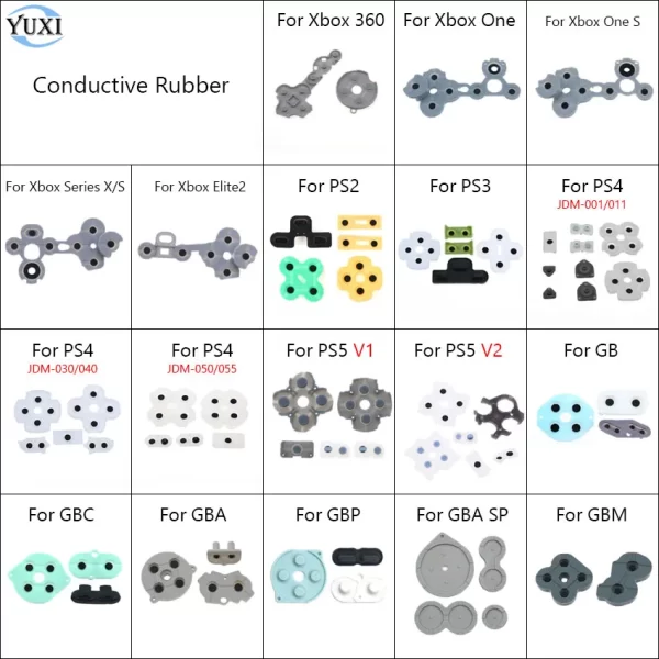 New GBA SP GBC GBP GBM GB Button Conductive Rubber Pads D-Pad Silicone Membranes Replacement, for Gameboy Color Pocket Micro Advance Sony PS5 PS4 PS3 PS2 Xbox 360 One Elite Series S/X Controller Spare Parts Accessories
