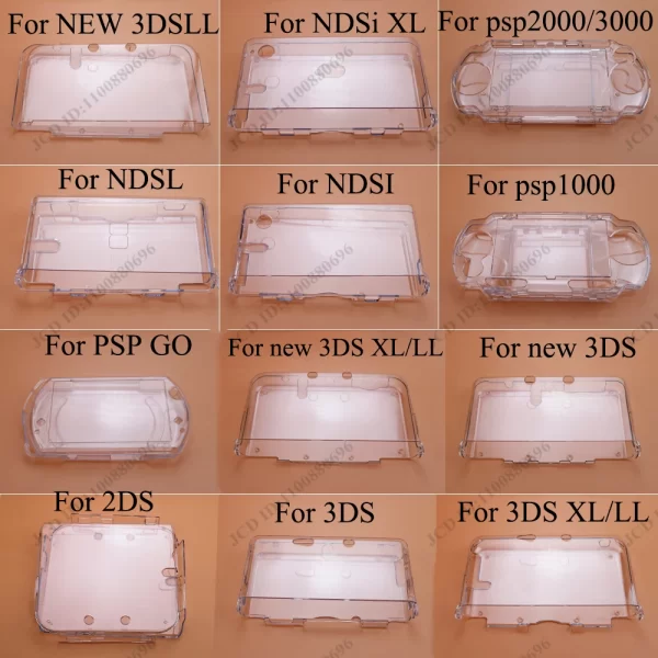 New 3DSXL Protective Crystal Shell Clear Hard Case, for Nintendo DS NDS Lite DSi XL 3DS XL New 3DS XL/LL Sony PSP 1000 2000 3000 GBA SP Consoles, Transparent Plastic Protection Housing Case Accessories