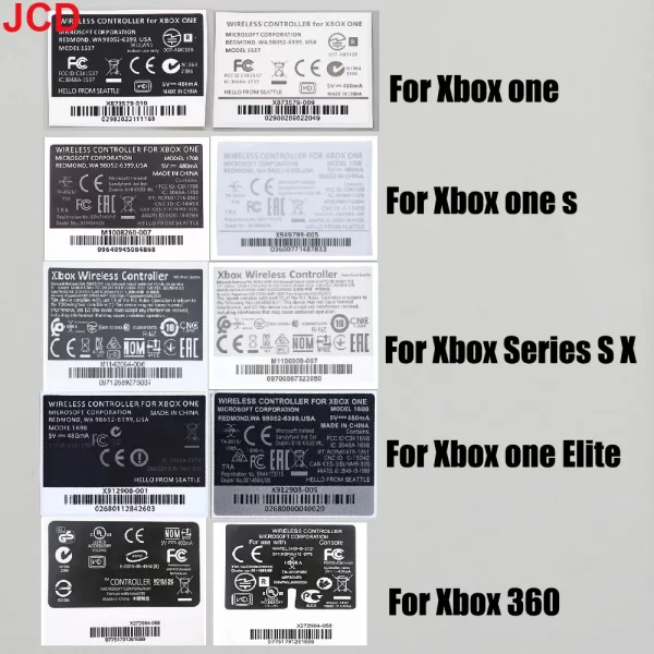 New Xbox One 360 Controller Extra Sticker Back Label Skin Replacement, for Microsoft Xbox One S Elite 1 & 2 Series X / S Wireless Controllers, Refurbished Self-adhesive Stickers Bottom Labels with Barcode Accessories