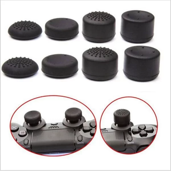 PS5 PS4 Controller High Thumb Stick Grips Silicone JoyStick Caps 8 PCS Set, for Sony PlayStation 5 4 Nintendo Switch Pro Xbox One S Controllers, New Black Nonslip Heightened Rubber ThumbStick Covers Accessories