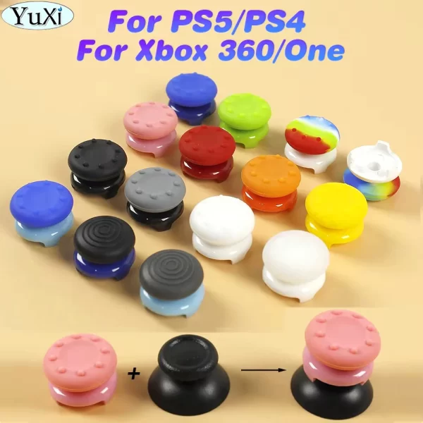 New Xbox One 360 Controller Heightened Thumb Stick Grip Colorful Joystick Extender Cap, for Sony PlayStation 4 5 PS5 PS5 Xbox One S Series Controllers, Anti-Slip Height-Increasing Silicone ThumbStick Protective Cover Accessories
