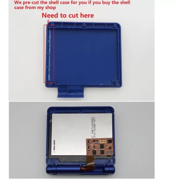 GBA SP IPS V2 LCD Backlight Screen Mod Kit + Pre-Cut Housing Case Shell Set Replacement, for Nintendo GameBoy Advance SP Handheld Console AGS-001 & 101, Retro 4 Pixel to 1 High-Brightness 10 Levels Red Glass Lens Accessories - Image 3