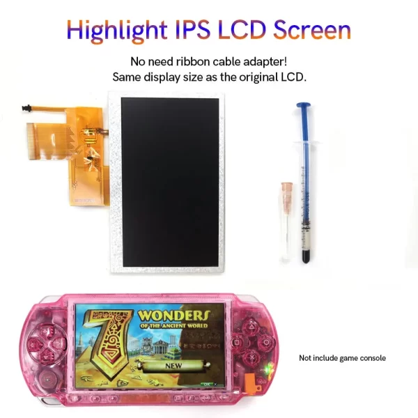 New PSP 1000 IPS LCD Screen Mod Kit Replacement, for Sony PlayStation Portable 1000 Handheld Game Console, High Brightness Original Size Display Resolution NO Need Cut / Ribbon Cable / Adapter, Easy Installing Accessories