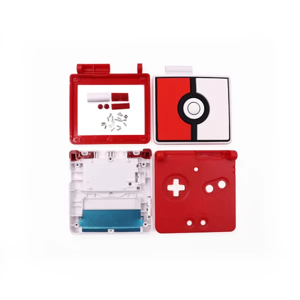 New GBA SP Stereoscopic 3D Housing Shell Case Set Replacement, for Nintendo Gameboy Advance SP Original Console, DIY Embossing Rubber Top Cover Outer Enclosure Limited Pokeball / Pikachu / Super Mario Edition Accessories - Image 2