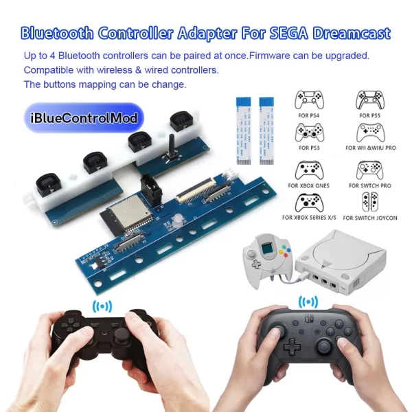 Sega Dreamcast Bluetooth Controller Adapter Internal Wireless Chip Module Mod Kit Replacement for DC PS3 PS4 PS5 Nintendo Switch Wii U Joy-con Xbox One Series S/X Wireless & Wired Controllers Accessories