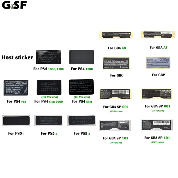 New Gameboy Sticker Label Housing Shell Outer Shell Warranty Stickers Replacement, for Sony PS5 PS4 GBA AH AJ GBC GBP GBA SP AGS-001 101 JP US Version Game Consoles, DIY Housing Case Labels Accessories