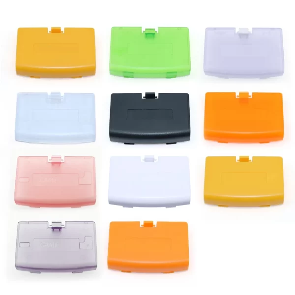Multi-Color GBA Extra Battery Door Back Cover Replacement, for Nintendo Gameboy Advance Original Game Console, High Quality Plastic Colorful Clear Housing Shell Rear Lid Covers with Logo Spare Parts Accessories